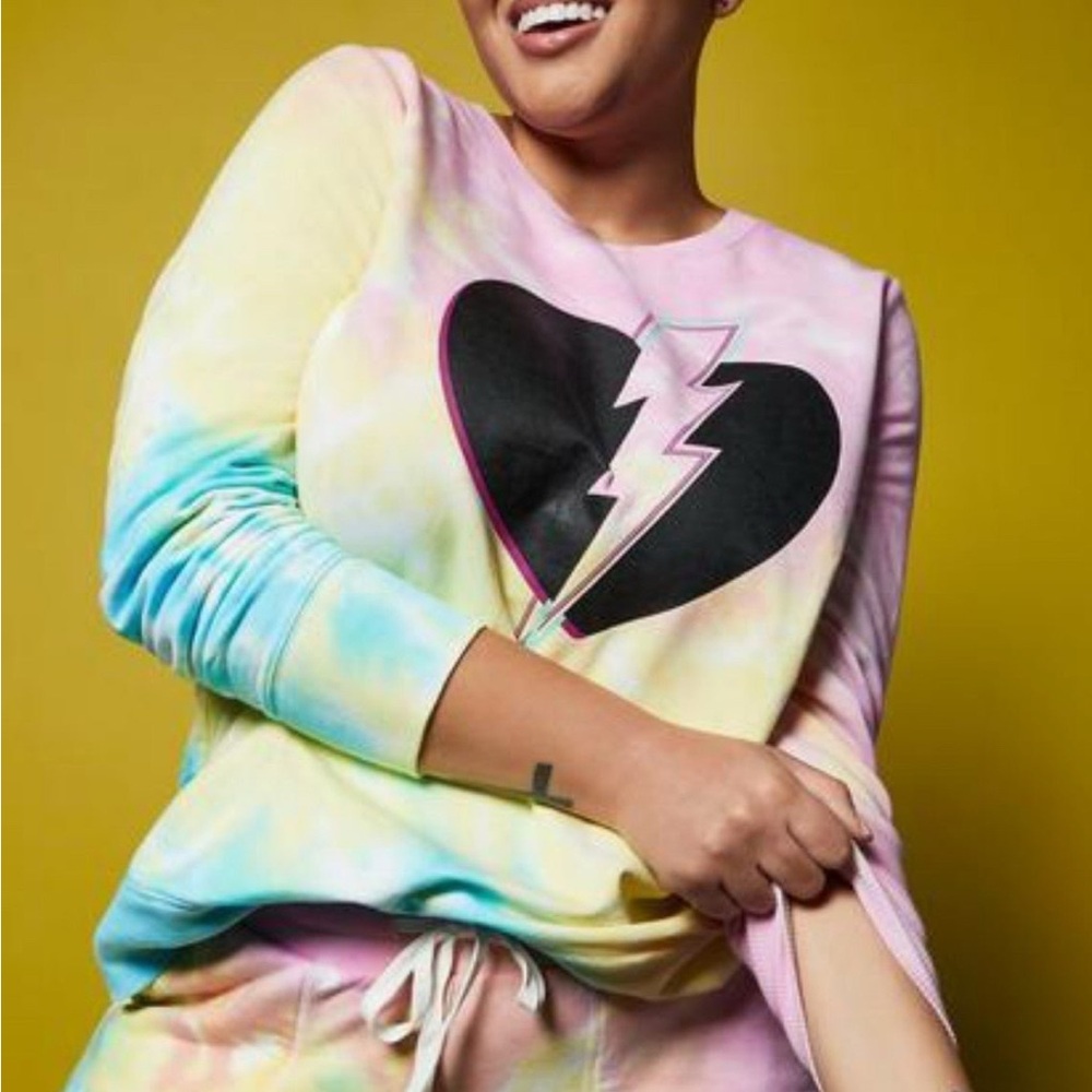 Torrid LoveSick Heart Breaker Fleece Multi Color Tie-Dye Sweatshirt